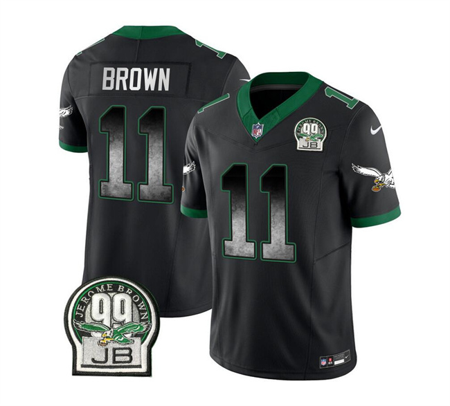 Men's Philadelphia Eagles #11 A. J. Brown Black 2023 F.U.S.E. Throwback Vapor Untouchable Limited Football Stitched Jersey - Click Image to Close